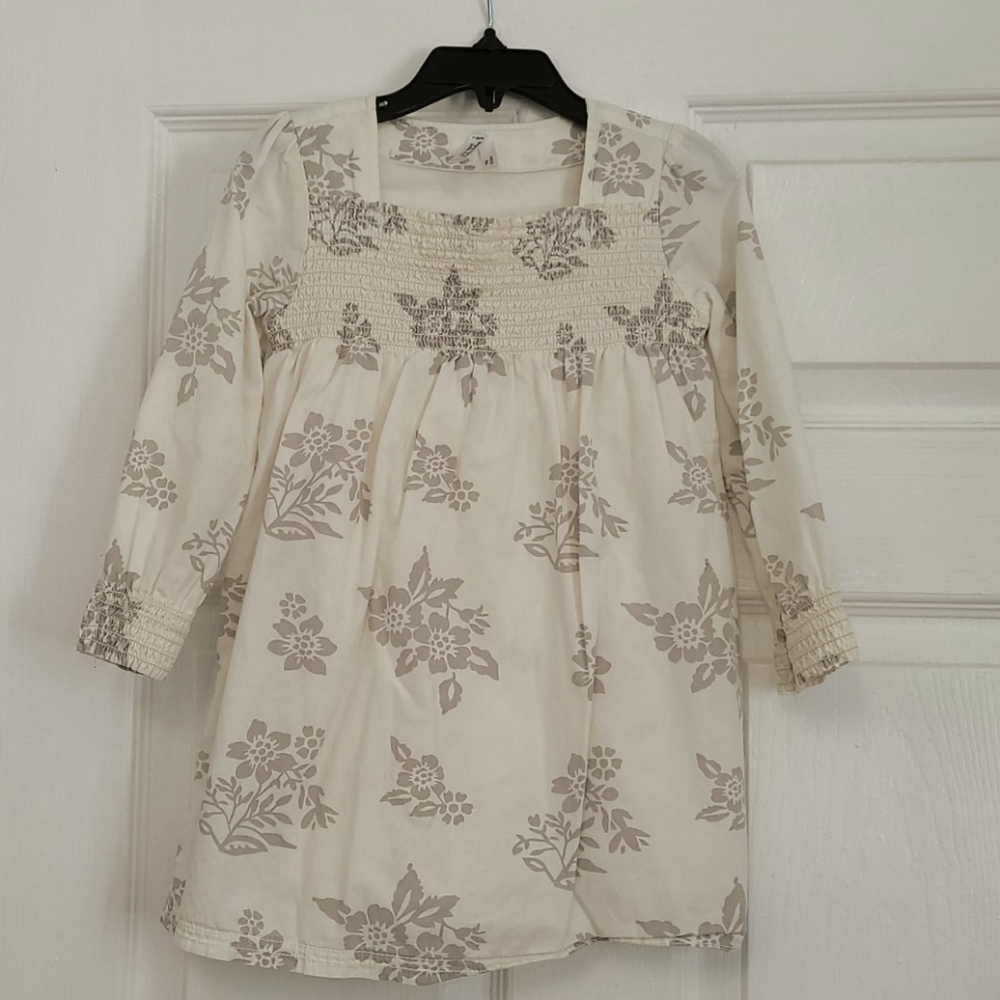 Old Navy girls cream dress with gray flowers
